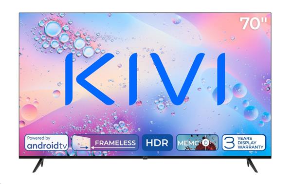 KIVI TV 70U760QB, 70" (175cm), UHD LED TV, AndroidTV 11, Black, 3840x2160, 60 Hz, GAME MODE, HLG,  HDR, 115 kWh,WIFI5 