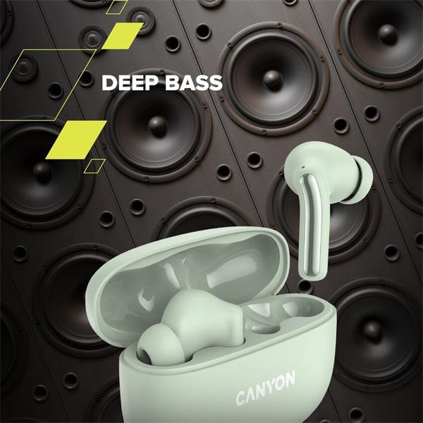 Canyon TWS-9, OnGo 9, True Wireless Stereo BT 4.4 slúchadlá do uší, 6 + 24h výdrž, nabíjacia stanica v kazete, zelené 