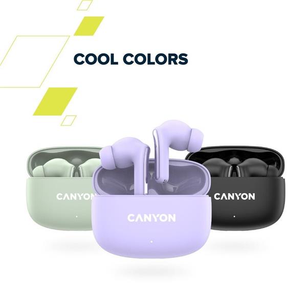 Canyon TWS-9, OnGo 9, True Wireless Stereo BT 4.4 slúchadlá do uší, 6 + 24h výdrž, nabíjacia stanica v kazete, zelené 