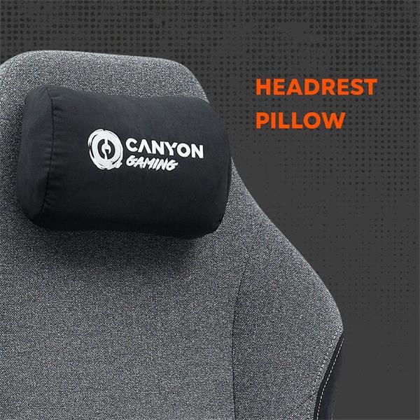 Canyon XLCH01, Boulder, XL herné kreslo s poťahom z tkaniny, nosnosť až do 150kg, šedé 