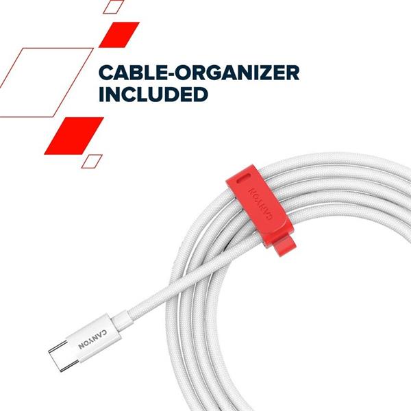 Canyon CC100AB, 2 m kábel, USB-C / USB-C, PD 100 W, 480 Mbps, biely 