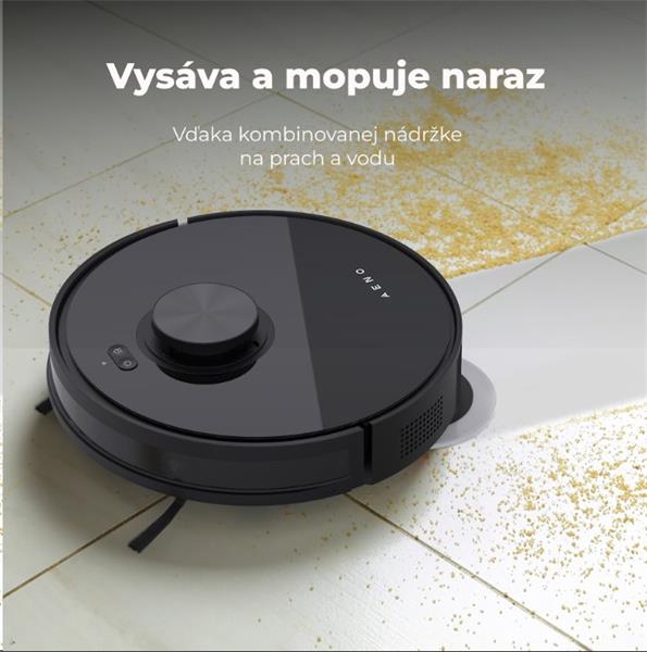 AENO Robotický vysavač RC5S, 2v1 mokré a suché cistenie,180 min,rotovacie mopy,LIDAR, AENO App,HEPA,základna, čierny 