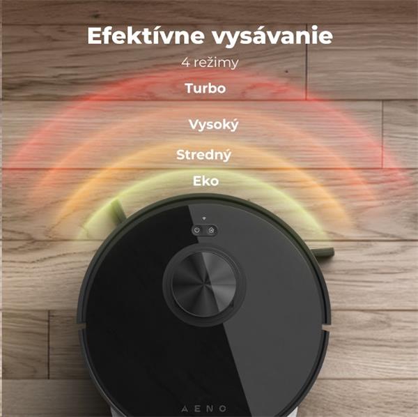 AENO Robotický vysavač RC5S, 2v1 mokré a suché cistenie,180 min,rotovacie mopy,LIDAR, AENO App,HEPA,základna, čierny 