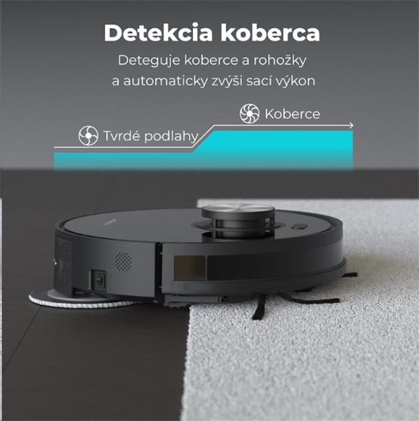 AENO Robotický vysavač RC5S, 2v1 mokré a suché cistenie,180 min,rotovacie mopy,LIDAR, AENO App,HEPA,základna, čierny 