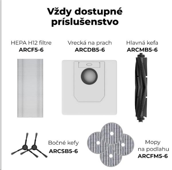 AENO Robotický vysavač RC5S, 2v1 mokré a suché cistenie,180 min,rotovacie mopy,LIDAR, AENO App,HEPA,základna, čierny 