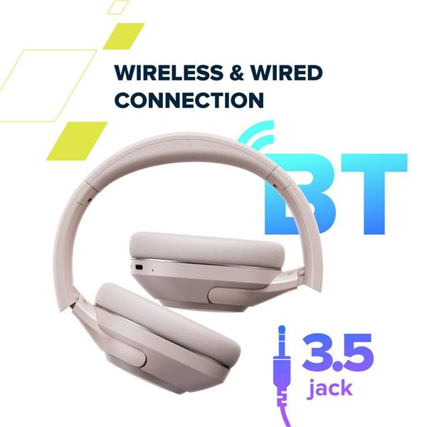 Canyon BTHS-6, OnRiff 6 Bluetooth bezdrôtové slúchadlá, ANC aktívne potláčanie hluku, USB-C nabíjanie, béžové 