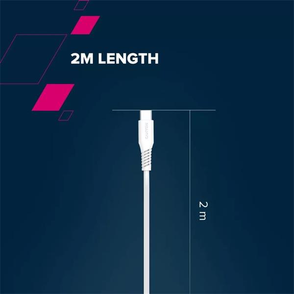 Canyon CC100SC20, 2 m kábel, USB-C / USB-C, PD 100 W, 20 GB/s, biely 