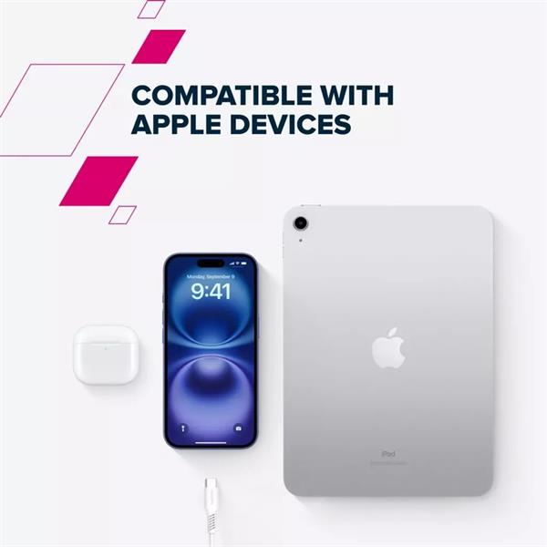 Canyon CC100SC20, 2 m kábel, USB-C / USB-C, PD 100 W, 20 GB/s, biely 