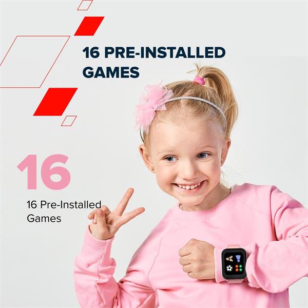 Canyon KW-37 Alfie, smart hodinky pre deti, IPS displej 1,69", IP66, 512Mb, MP3, hry, kamera, ružové 