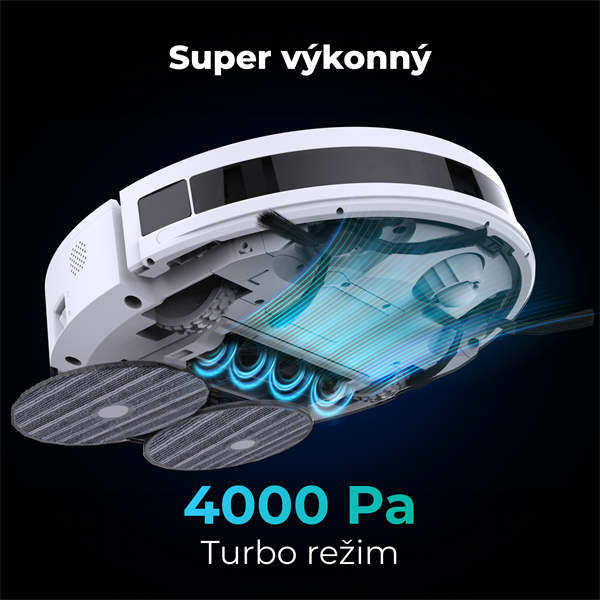 AENO Robotický vysavač RC6S, 2v1 mokré a suché cistenie,180 min,rotovacie mopy,LIDAR, AENO App,HEPA,základna, biely 