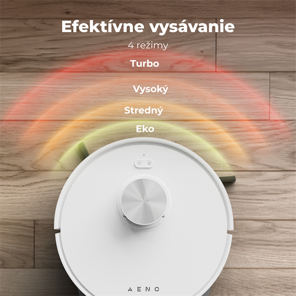 AENO Robotický vysavač RC6S, 2v1 mokré a suché cistenie,180 min,rotovacie mopy,LIDAR, AENO App,HEPA,základna, biely 