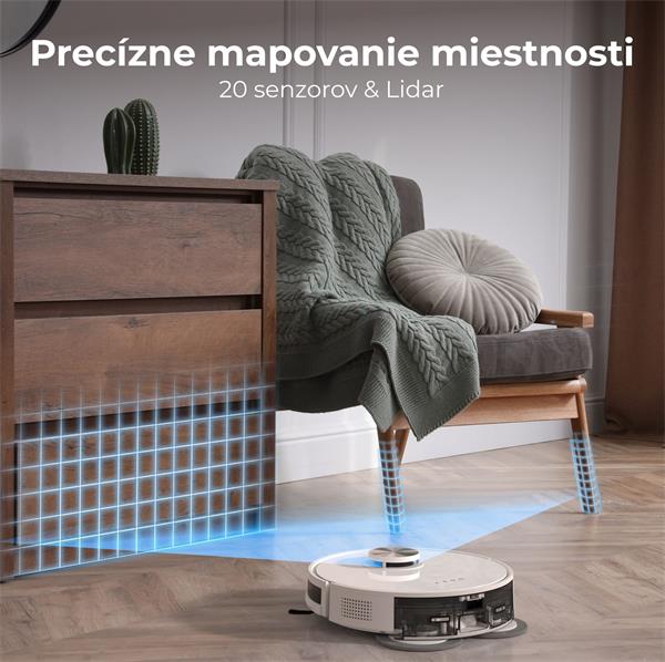 AENO Robotický vysavač RC6S, 2v1 mokré a suché cistenie,180 min,rotovacie mopy,LIDAR, AENO App,HEPA,základna, biely 