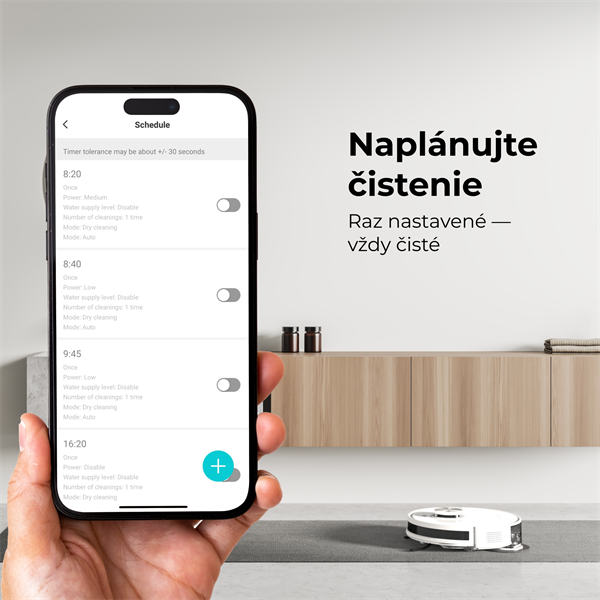 AENO Robotický vysavač RC6S, 2v1 mokré a suché cistenie,180 min,rotovacie mopy,LIDAR, AENO App,HEPA,základna, biely 