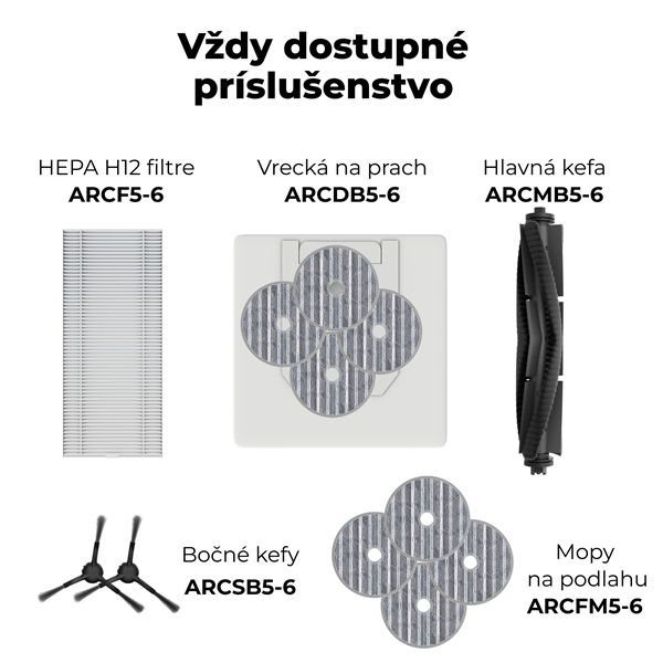 AENO Robotický vysavač RC6S, 2v1 mokré a suché cistenie,180 min,rotovacie mopy,LIDAR, AENO App,HEPA,základna, biely 