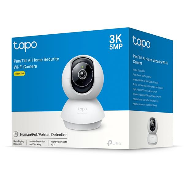 TP-LINK "Pan/Tilt AI Home Security Wi-Fi CameraSPEC: 3K 5MP (2880×1620), 2.4 GHz, Horizontal 360? FEATURE: Pan/Tilt, S 