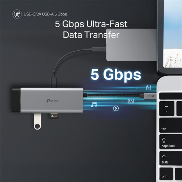 USB Type-C 7-Port Hub SPEC: 1 × USB-C Connector,1 × HDMI 4K 60Hz Port,1 × USB-C PD 100W Port,1 × SD + 1 × microSD(TF) up 