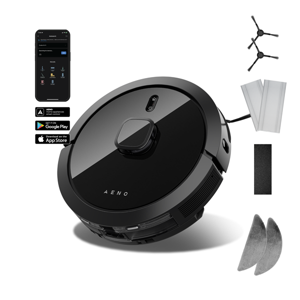 AENO Robotický vysavač RC7S -2v1mokré a suché cistenie, 250min,4 módy,LIDAR,AENO App,HEPA,4000p, Cierny 