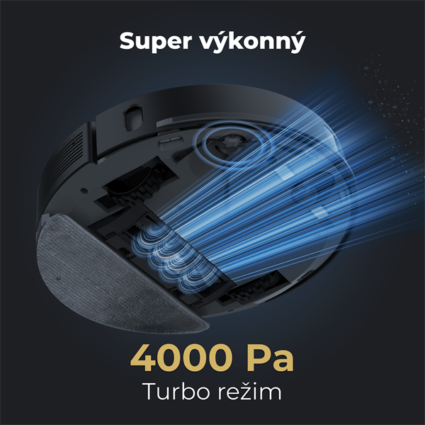 AENO Robotický vysavač RC7S -2v1mokré a suché cistenie, 250min,4 módy,LIDAR,AENO App,HEPA,4000p, Cierny 