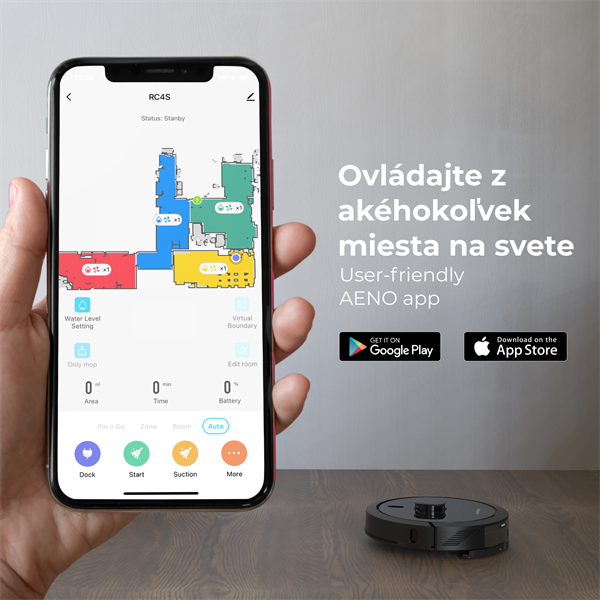 AENO Robotický vysavač RC7S -2v1mokré a suché cistenie, 250min,4 módy,LIDAR,AENO App,HEPA,4000p, Cierny 