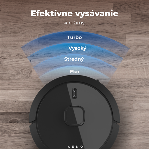 AENO Robotický vysavač RC7S -2v1mokré a suché cistenie, 250min,4 módy,LIDAR,AENO App,HEPA,4000p, Cierny 
