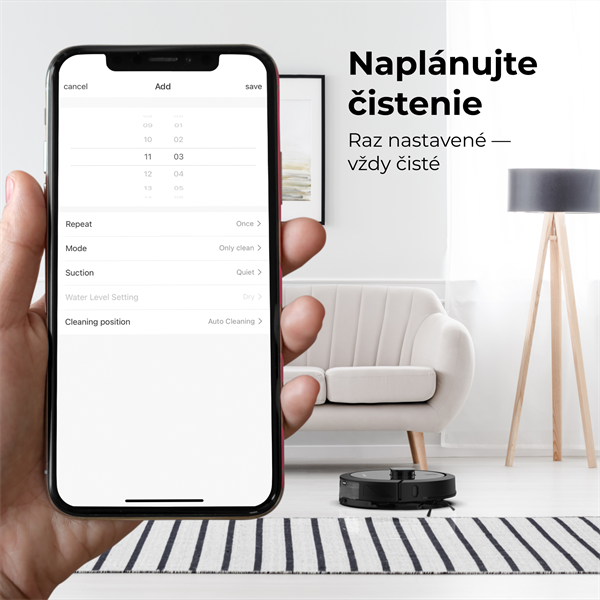AENO Robotický vysavač RC7S -2v1mokré a suché cistenie, 250min,4 módy,LIDAR,AENO App,HEPA,4000p, Cierny 