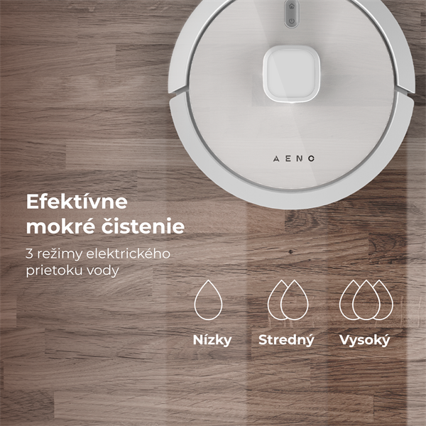 AENO Robotický vysavač RC8S -2v1mokré a suché cistenie, 250min,4 módy,LIDAR,AENO App,HEPA,4000p, Biely 