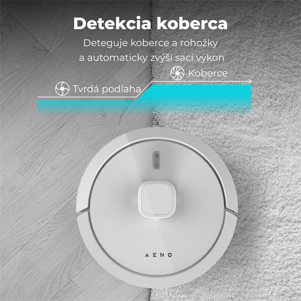 AENO Robotický vysavač RC8S -2v1mokré a suché cistenie, 250min,4 módy,LIDAR,AENO App,HEPA,4000p, Biely 