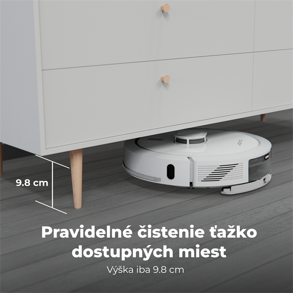 AENO Robotický vysavač RC8S -2v1mokré a suché cistenie, 250min,4 módy,LIDAR,AENO App,HEPA,4000p, Biely 