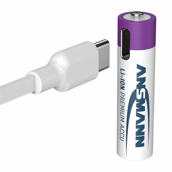 Baterka ANSMANN nabíjacia AAA (4ks) 500mAh Li-Ion (HR03), nabíjanie cez USB C 