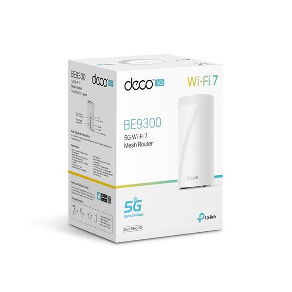 TP-LINK "5G BE9300 Whole Home Mesh Wi-Fi 7 Router, Build-In 5G ModemSPEED: 574 Mbps at 2.4 GHz + 2880 Mbps at 5 GHz + 5 