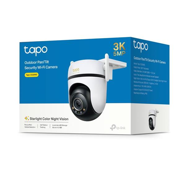TP-LINK "Outdoor Pan/Tilt Security Wi-Fi CameraSPEC: 3K 5MP (2880x1620), 2.4 GHz, 2 × External Antennas, 1 × Ethernet P 