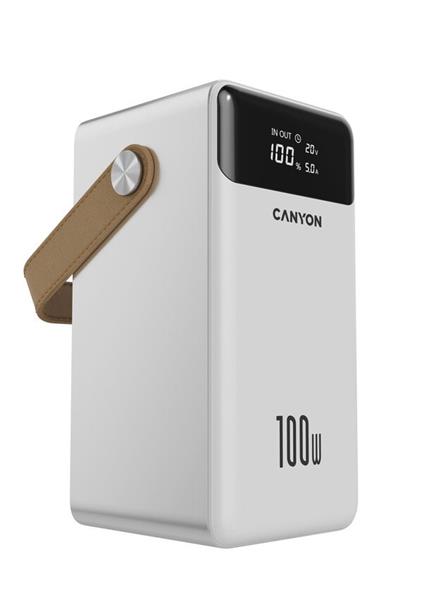 Canyon OnPower 610, Powerbank, 60.000 mAh, displej, in: USB-C, out: 3x USB-C,  PD 100W, 3x USB-A, QC 3.0, biela 