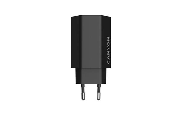 Canyon Hexagon 65, vysokorýchlostná univerzálna nabíjačka do steny, 65W, 2x USB-C + 1x USB-A, čierna 