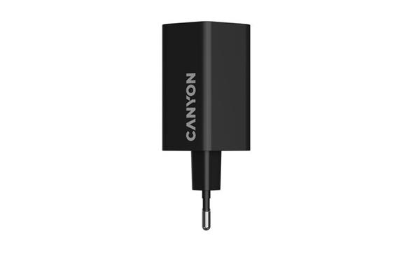Canyon Hexagon 65, vysokorýchlostná univerzálna nabíjačka do steny, 65W, 2x USB-C + 1x USB-A, čierna 