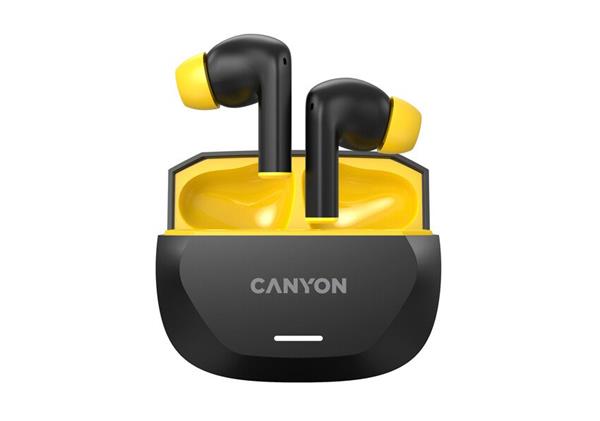 Canyon Hexagon 7, True Wireless Stereo Bluetooth 5.4 slúchadlá do uší. ANC, ENC funkcie, výdrž 27 hod, žlto-čierne 