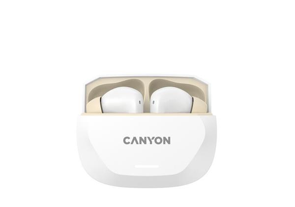 Canyon Hexagon 7, True Wireless Stereo Bluetooth 5.4 slúchadlá do uší. ANC, ENC funkcie, výdrž 27 hod, béžovo-biele 