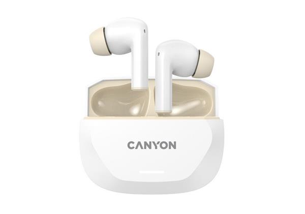 Canyon Hexagon 7, True Wireless Stereo Bluetooth 5.4 slúchadlá do uší. ANC, ENC funkcie, výdrž 27 hod, béžovo-biele 