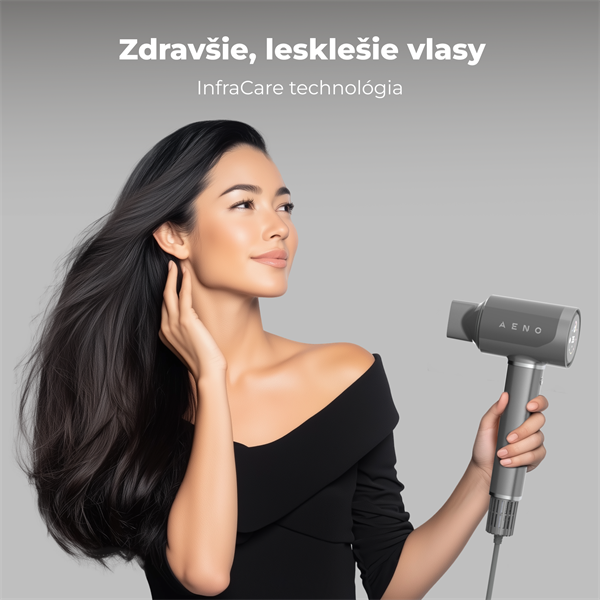 AENO Inteligentný sušič vlasov HD5, 100km h, Hlasové ovl., ionizátor, AI, NTC, Gravity senzor, Infra Senzor, 67 dB, LED 