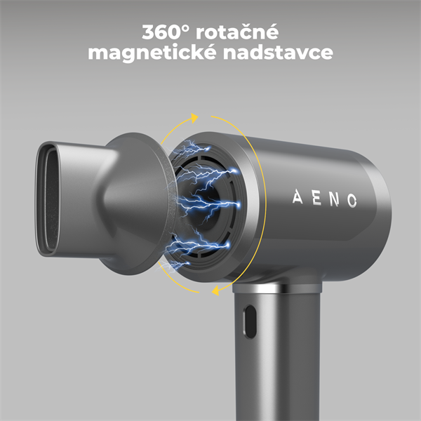 AENO Inteligentný sušič vlasov HD5, 100km h, Hlasové ovl., ionizátor, AI, NTC, Gravity senzor, Infra Senzor, 67 dB, LED 