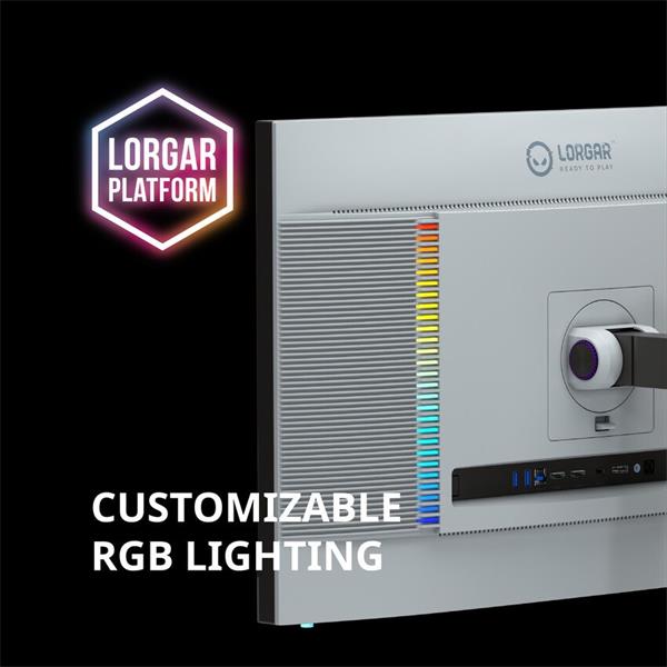 Lorgar 27MP1, herný monitor 27´´, LCD 3840x2160, 1 000 000:1, 1ms, 1000cd, HDMI, DP, USB-C(90W), reproduktory, šedý 