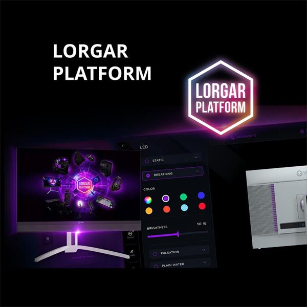 Lorgar 27MP1, herný monitor 27´´, LCD 3840x2160, 1 000 000:1, 1ms, 1000cd, HDMI, DP, USB-C(90W), reproduktory, šedý 