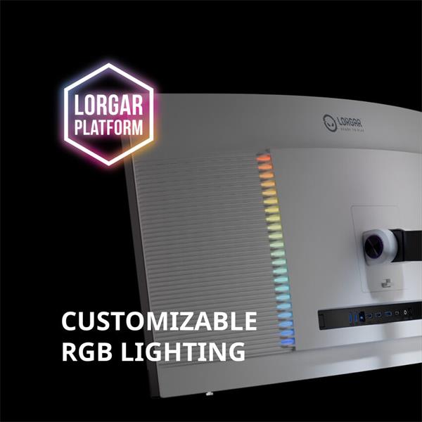 Lorgar 34MP1, herný monitor 34´´, LCD 3440x1440, 1 000 000:1, 1ms, 1000cd, HDMI, DP, USB-C(90W), reproduktory, šedý 