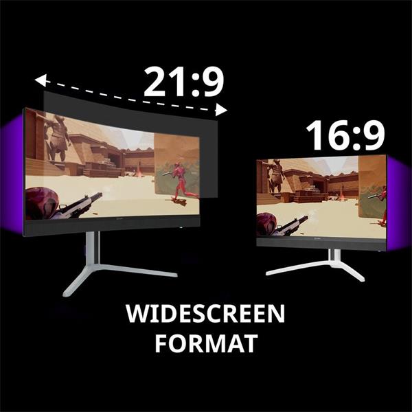 Lorgar 34MP1, herný monitor 34´´, LCD 3440x1440, 1 000 000:1, 1ms, 1000cd, HDMI, DP, USB-C(90W), reproduktory, šedý 