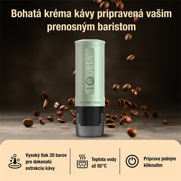 BUYDEEM OTEM-01-CG (OUTIN) prenosný nano espresso kávovar, zelený 