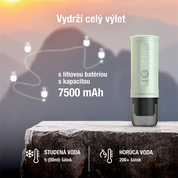 BUYDEEM OTEM-01-CG (OUTIN) prenosný nano espresso kávovar, zelený 