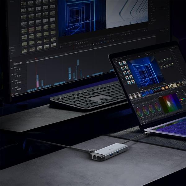 USB Type-C 6-Port Hub SPEC: 1 × USB-C Connector,1 × HDMI 4K 60Hz Port,1 × USB-C PD 100W Port,1 × RJ45 1000Mbps Port,2 ×  