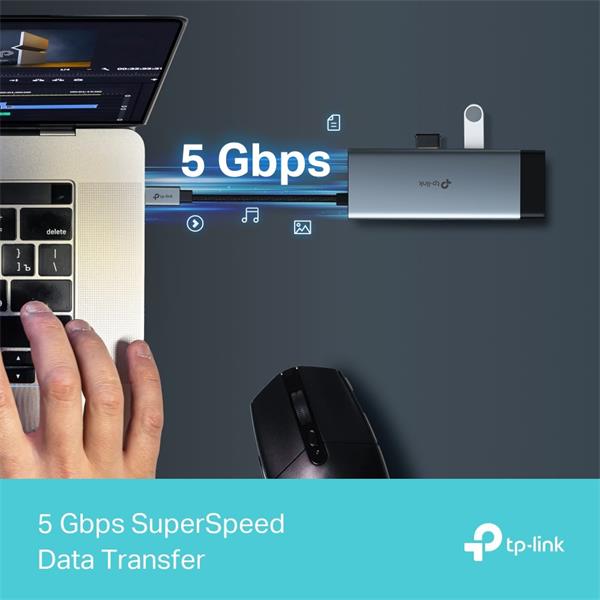 USB Type-C 6-Port Hub SPEC: 1 × USB-C Connector,1 × HDMI 4K 60Hz Port,1 × USB-C PD 100W Port,1 × RJ45 1000Mbps Port,2 ×  