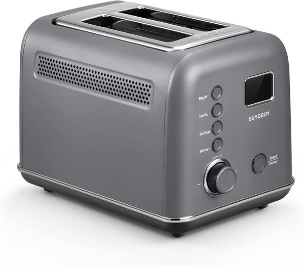 BUYDEEM Automatický kovový hriankovač na 2 plátky, model DT730E, farba atramentová sivá, EU 