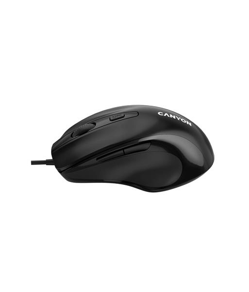 Canyon M-6, optická myš pre pravákov, USB, 3200 dpi, 6 tlačidiel, ergonomická, 1.5m kábel, výdrž 3 mil kliknutí, čierna 