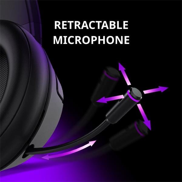 Lorgar Noah 702, herny headset 3v1 - BT 5.3 + WiFi + 3.5mm jack , skladací dizajn, 1000 mAh vysokokapacitný akumulátor 